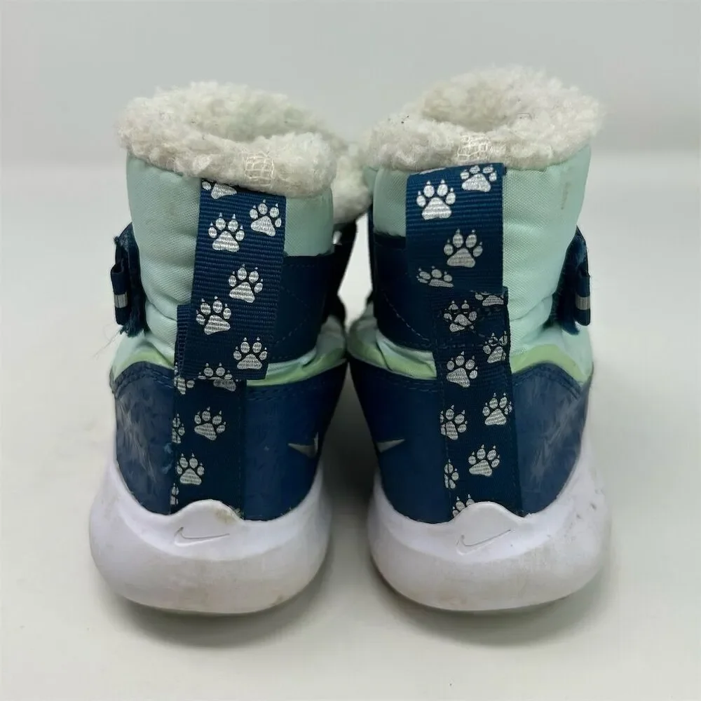 Nike Youth Flex Advance SE PS Winter Snow Boots Blue Pawprints Size 2Y